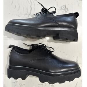 Antica Cuoieria Women's Smooth Brushed Platform Lug Sole Derby Shoe, EU 37, EUC